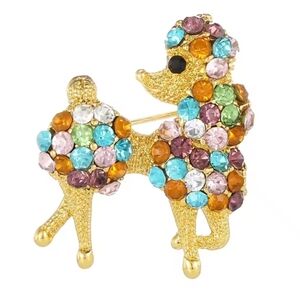 Multicolored Gemstone Poodle Brooch
